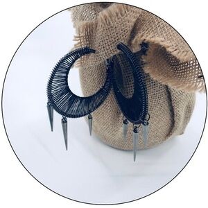 Jet and Hemi Hoop Earrings